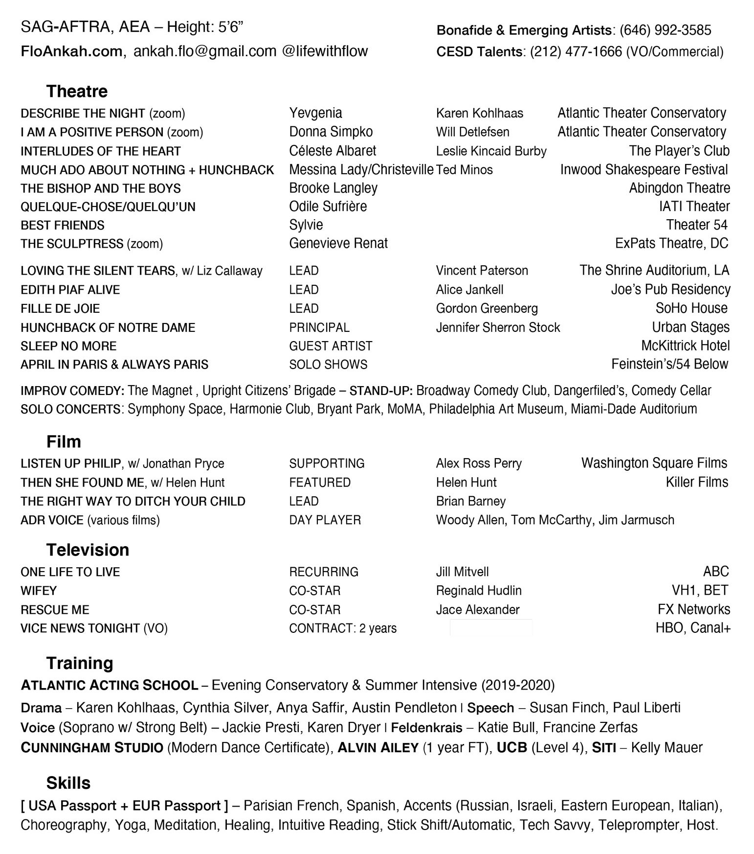 French actress resume